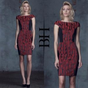 BLACK HALO - REEVE RED AND BLACK SHEATH DRESS
